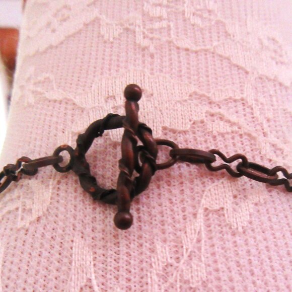 Carnelian, jasper & beads necklace & earrings in copper setting - 1980s - Picture 9 of 9